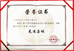 上海市商貿流通服務業先進集體證書
